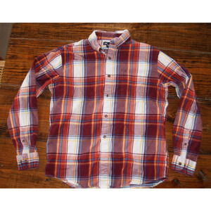 Lands End Size M 15-151/2 Traditional Fit Autumn Fall Plaid Flannel Shirt Button